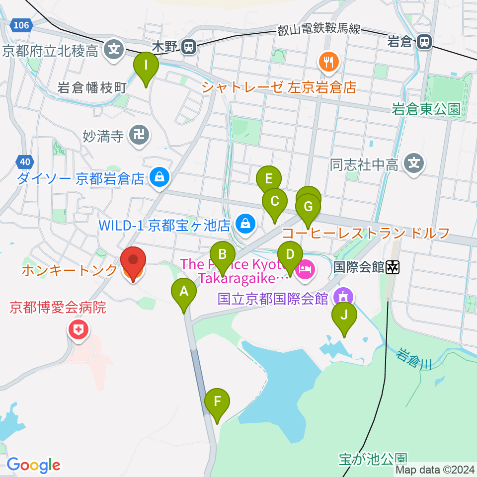 HONKY TONK KYOTO周辺のカフェ一覧地図