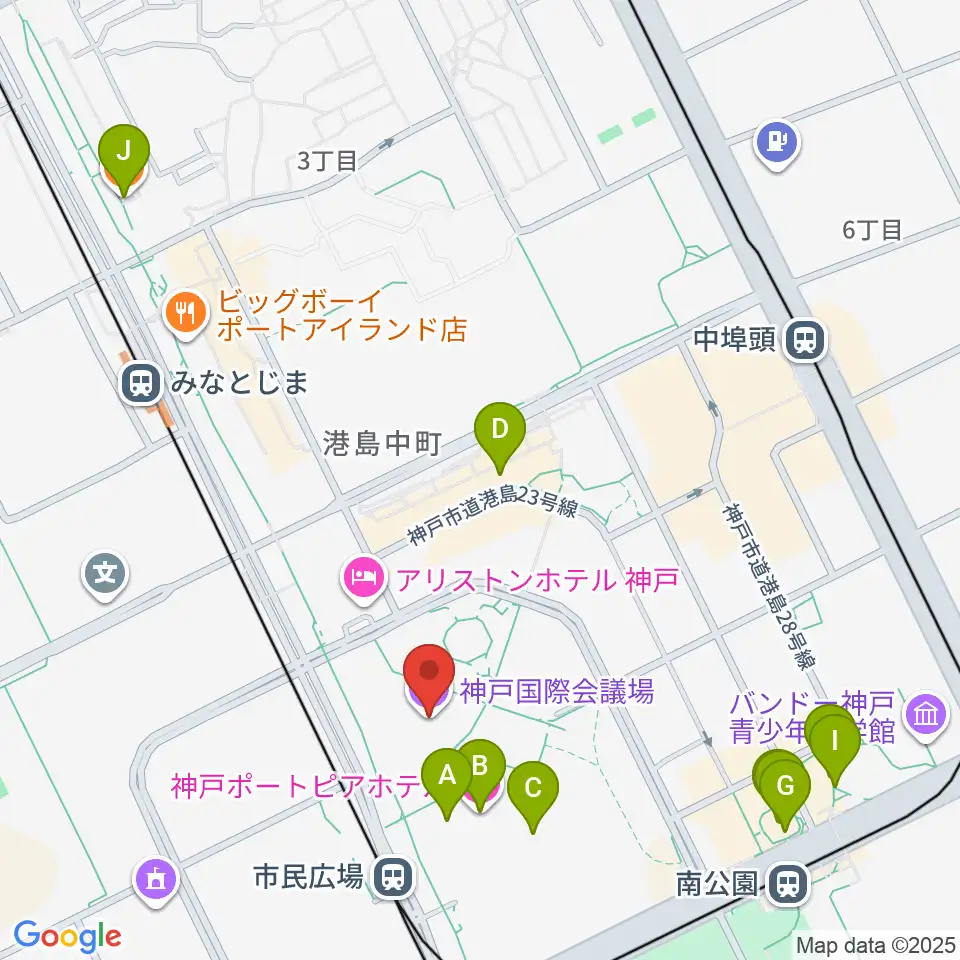 神戸国際会議場周辺のカフェ一覧地図