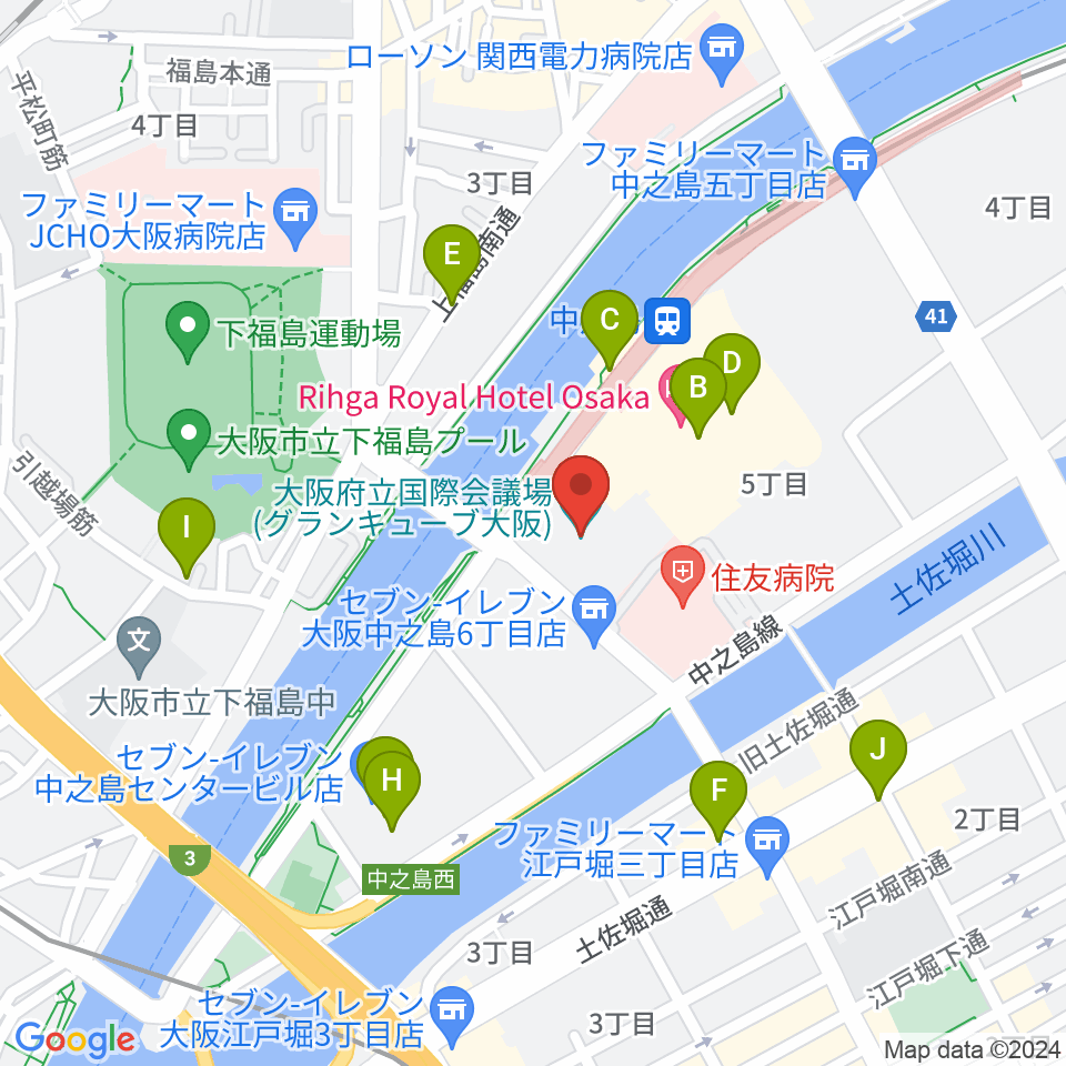 グランキューブ大阪周辺のカフェ一覧地図