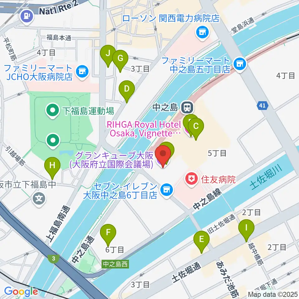 グランキューブ大阪周辺のカフェ一覧地図