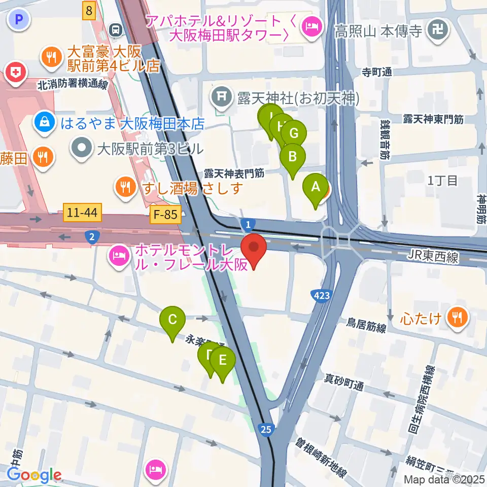 ザ・フェニックスホール周辺のカフェ一覧地図