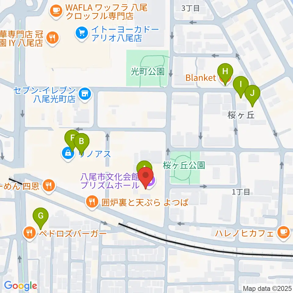 八尾市文化会館プリズムホール周辺のカフェ一覧地図