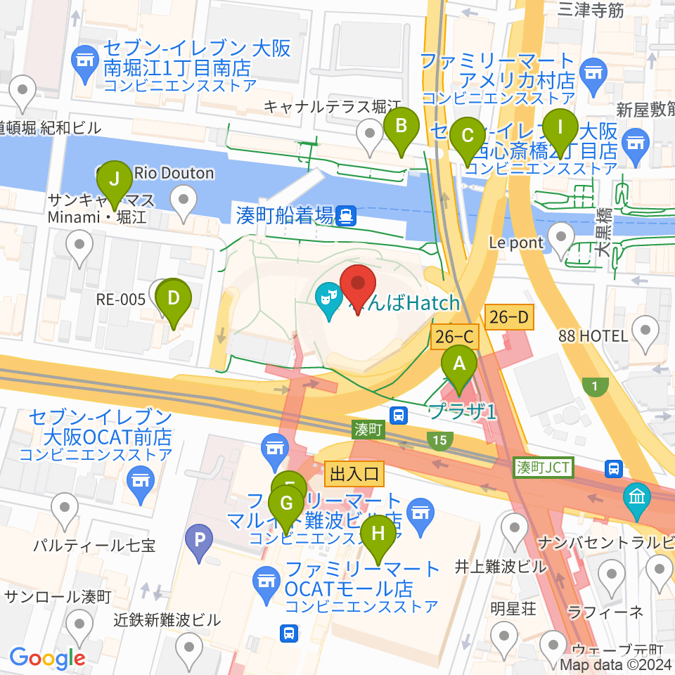 なんばハッチ周辺のカフェ一覧地図