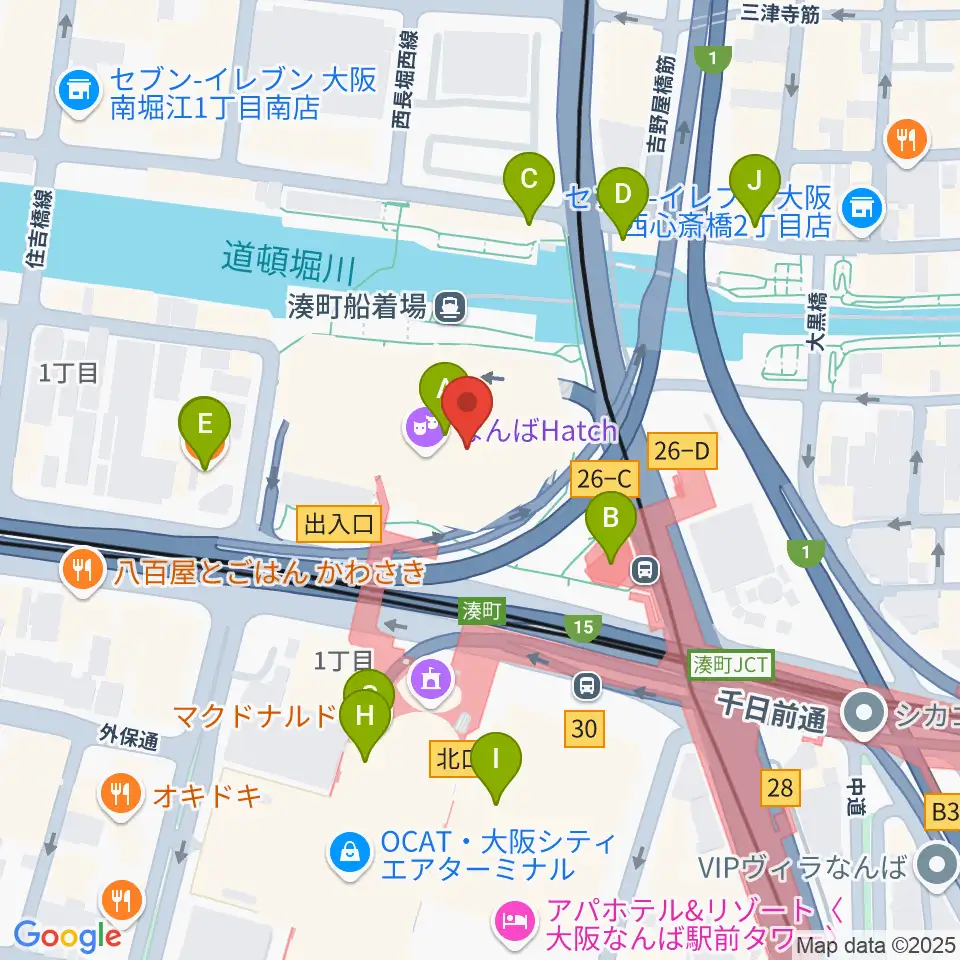 なんばハッチ周辺のカフェ一覧地図