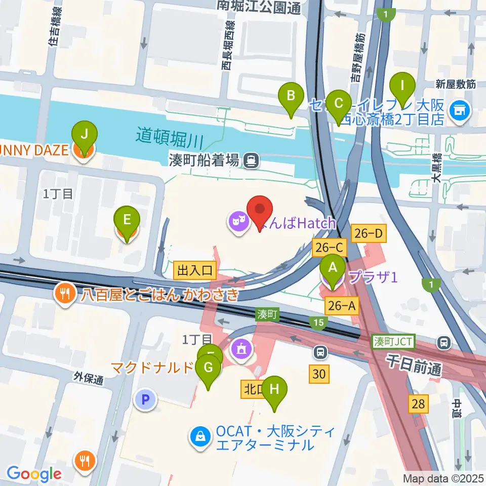 なんばハッチ周辺のカフェ一覧地図
