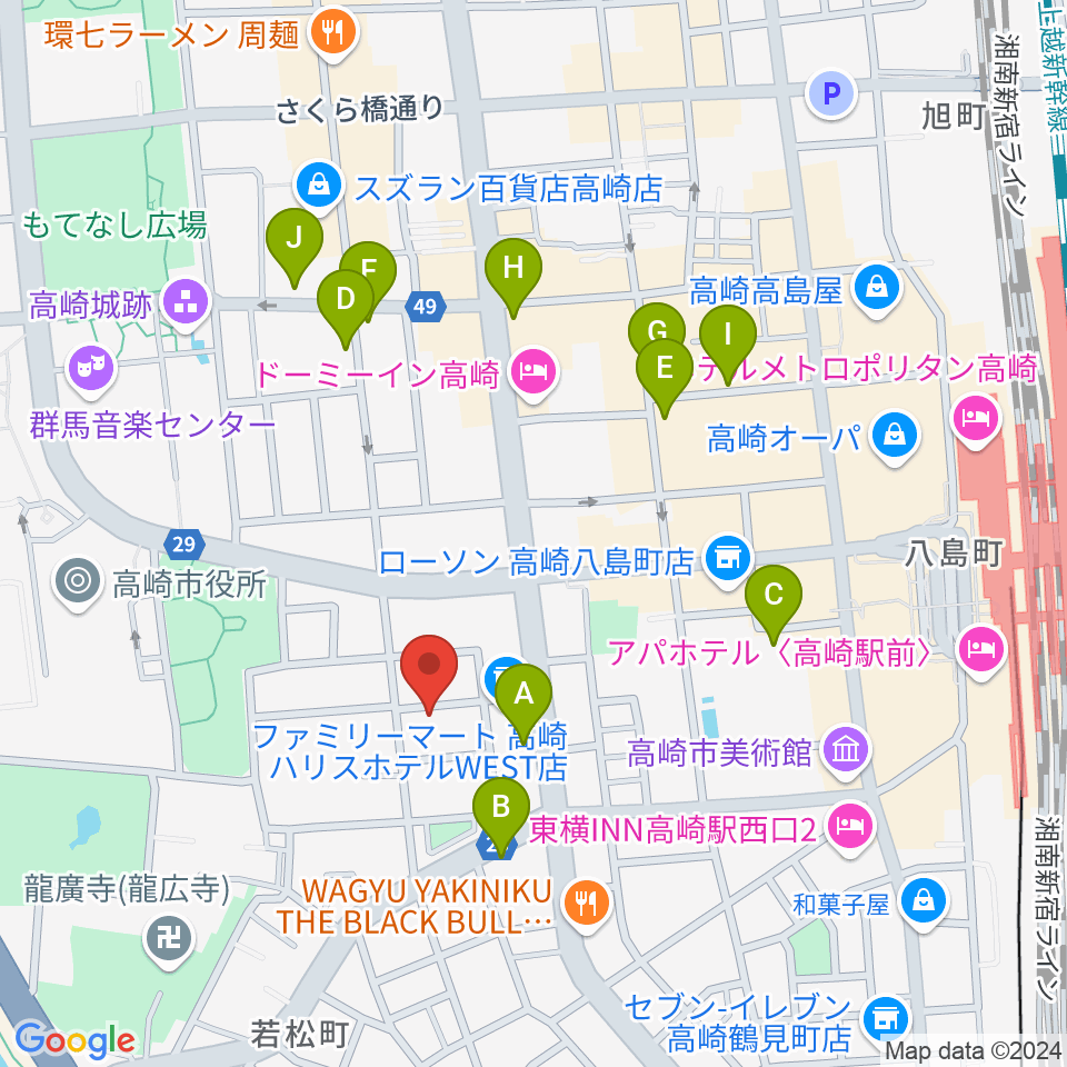 高崎TRUST55周辺のカフェ一覧地図