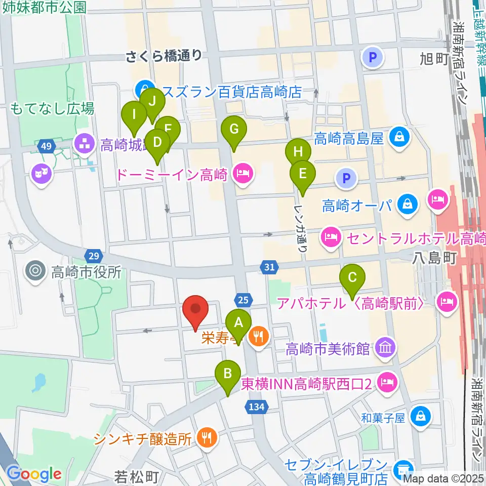 高崎TRUST55周辺のカフェ一覧地図