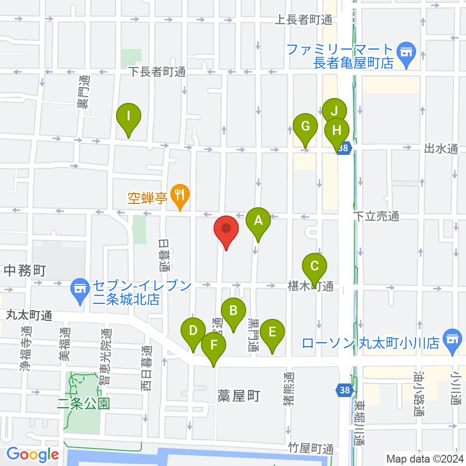 拾得周辺のカフェ一覧地図