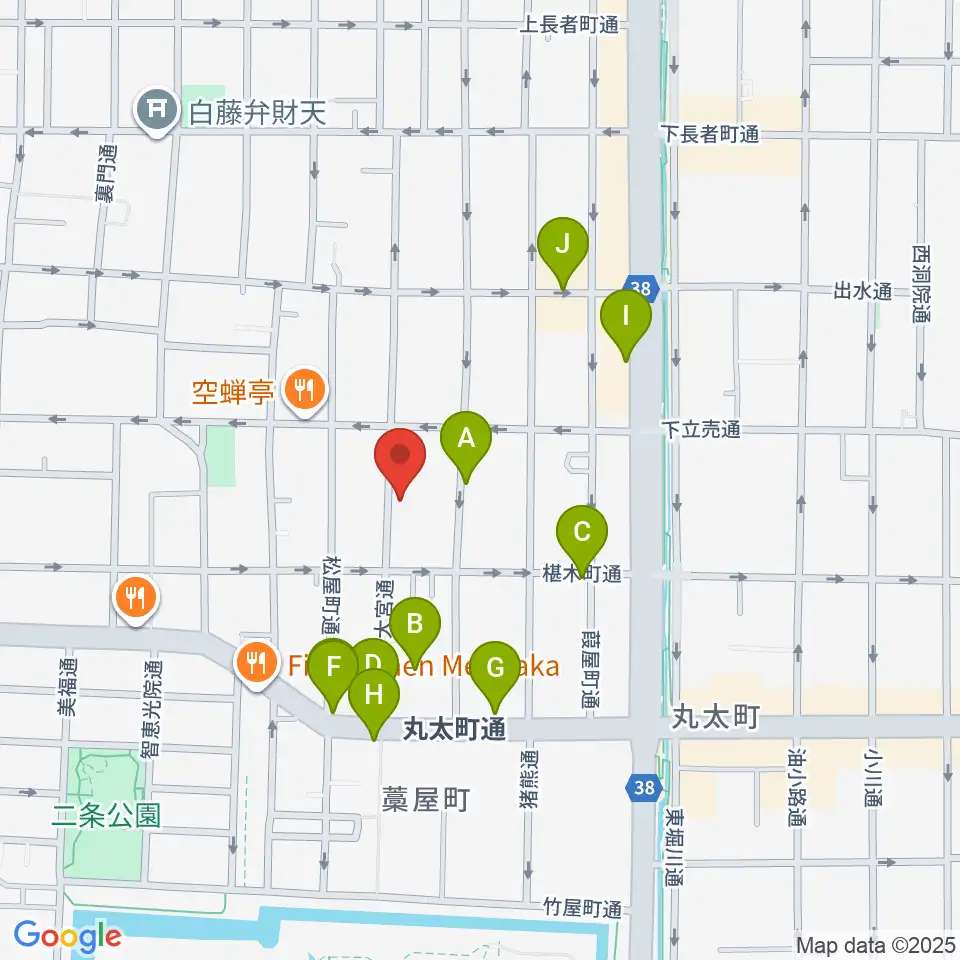 拾得周辺のカフェ一覧地図
