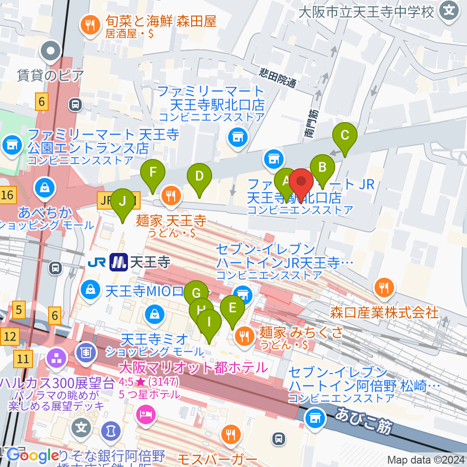 ワンリバーギター＆ボーカルスクール周辺のカフェ一覧地図