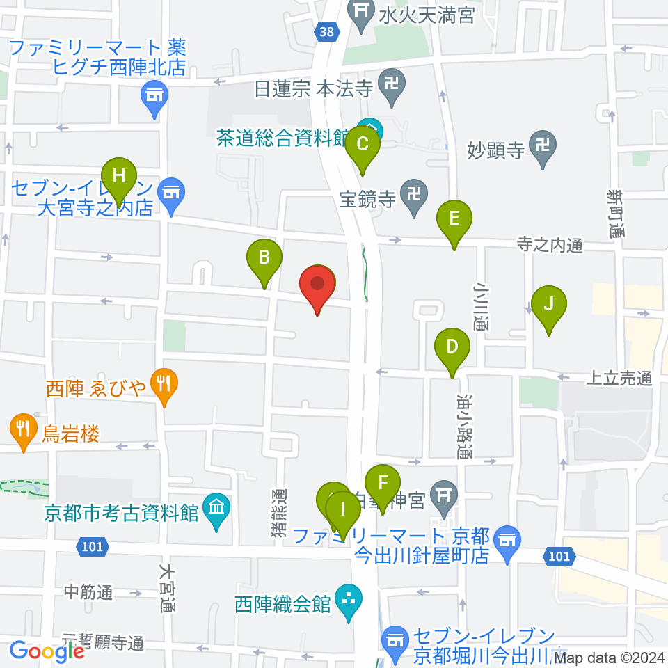 京都ヴィンセント周辺のカフェ一覧地図