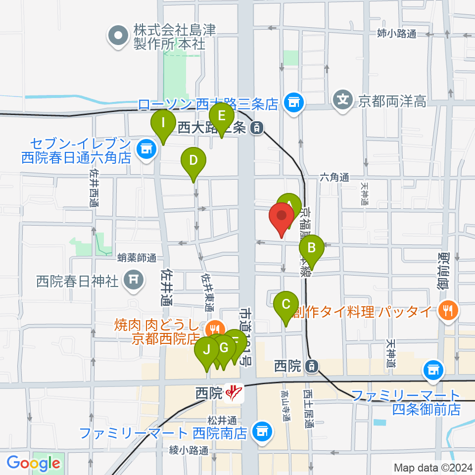 西院ネガポジ周辺のカフェ一覧地図