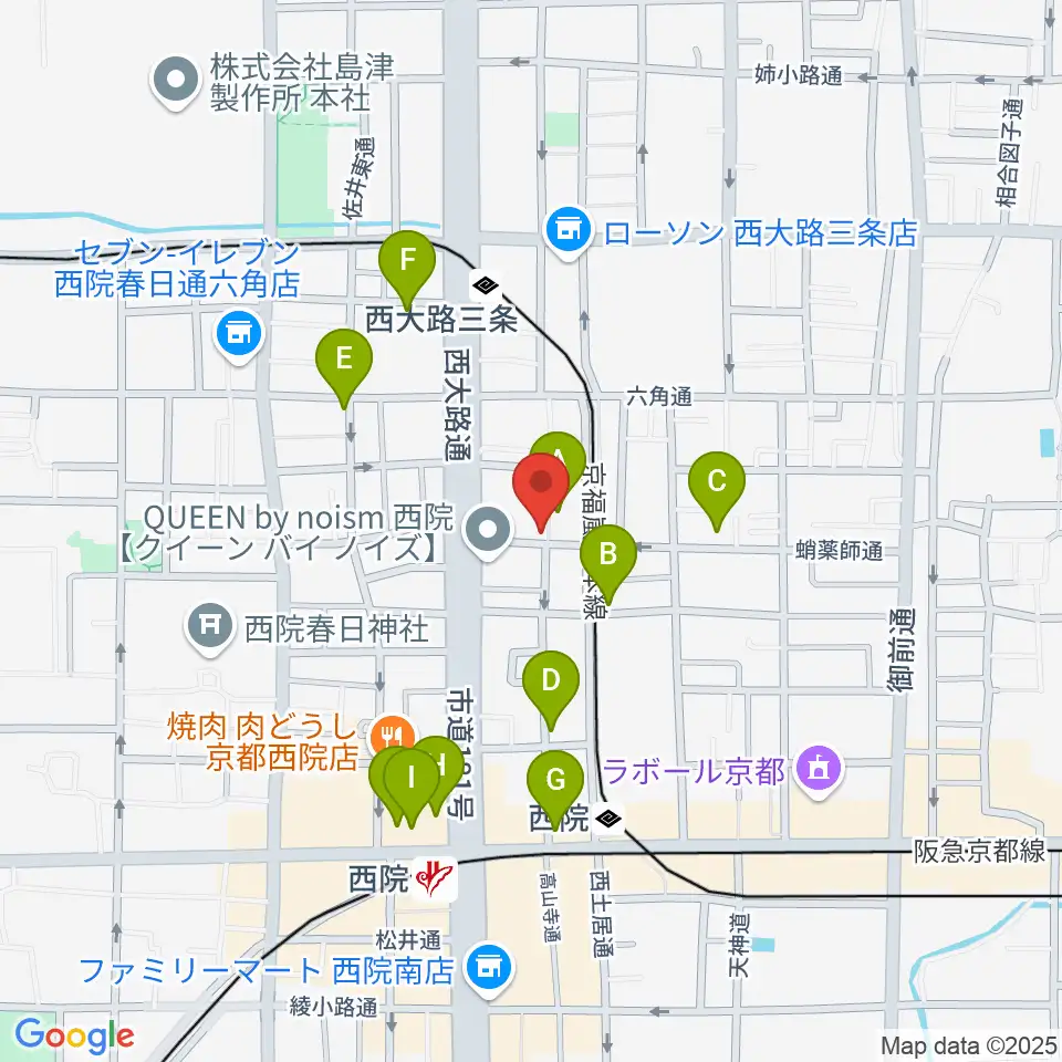西院ネガポジ周辺のカフェ一覧地図