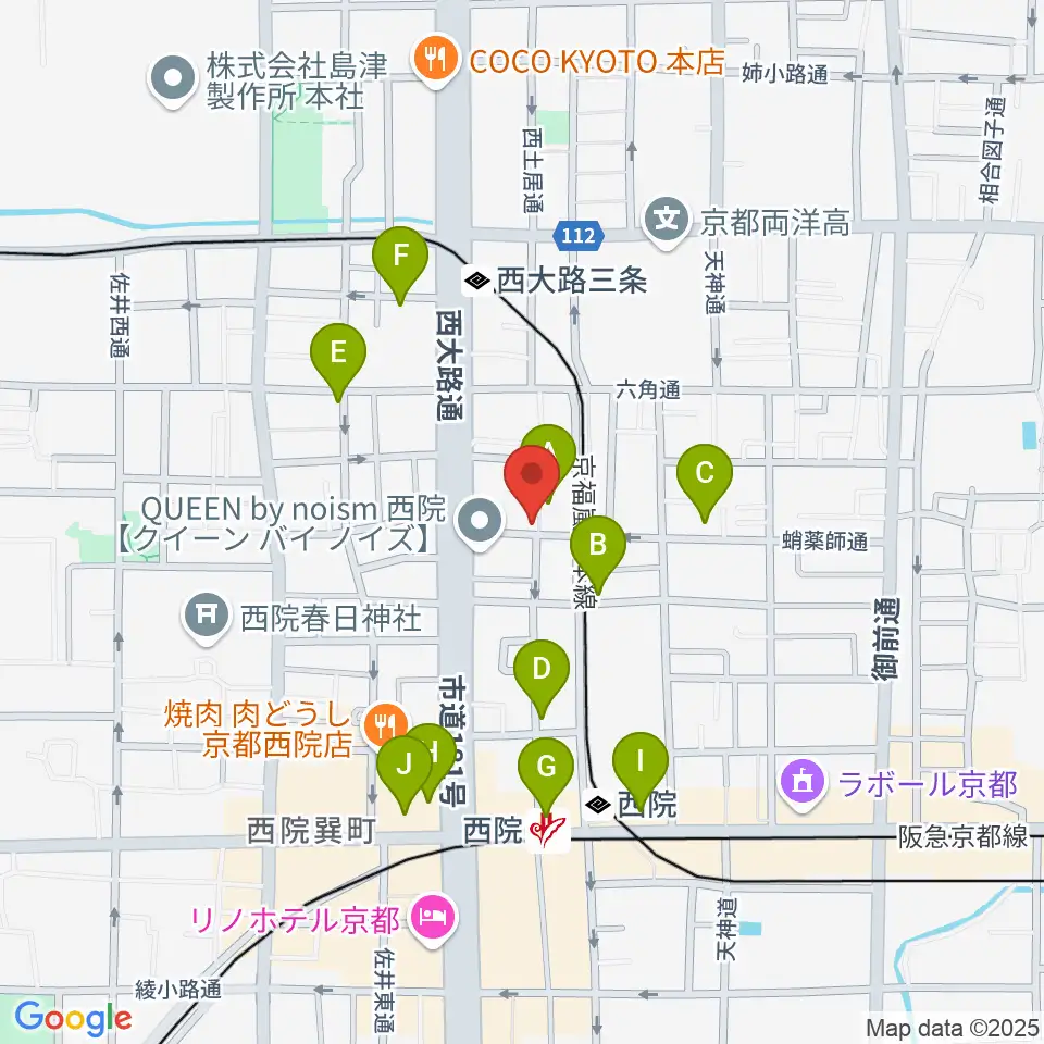 西院ネガポジ周辺のカフェ一覧地図
