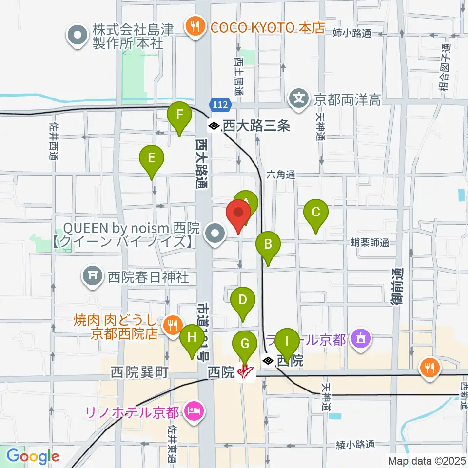 西院ネガポジ周辺のカフェ一覧地図