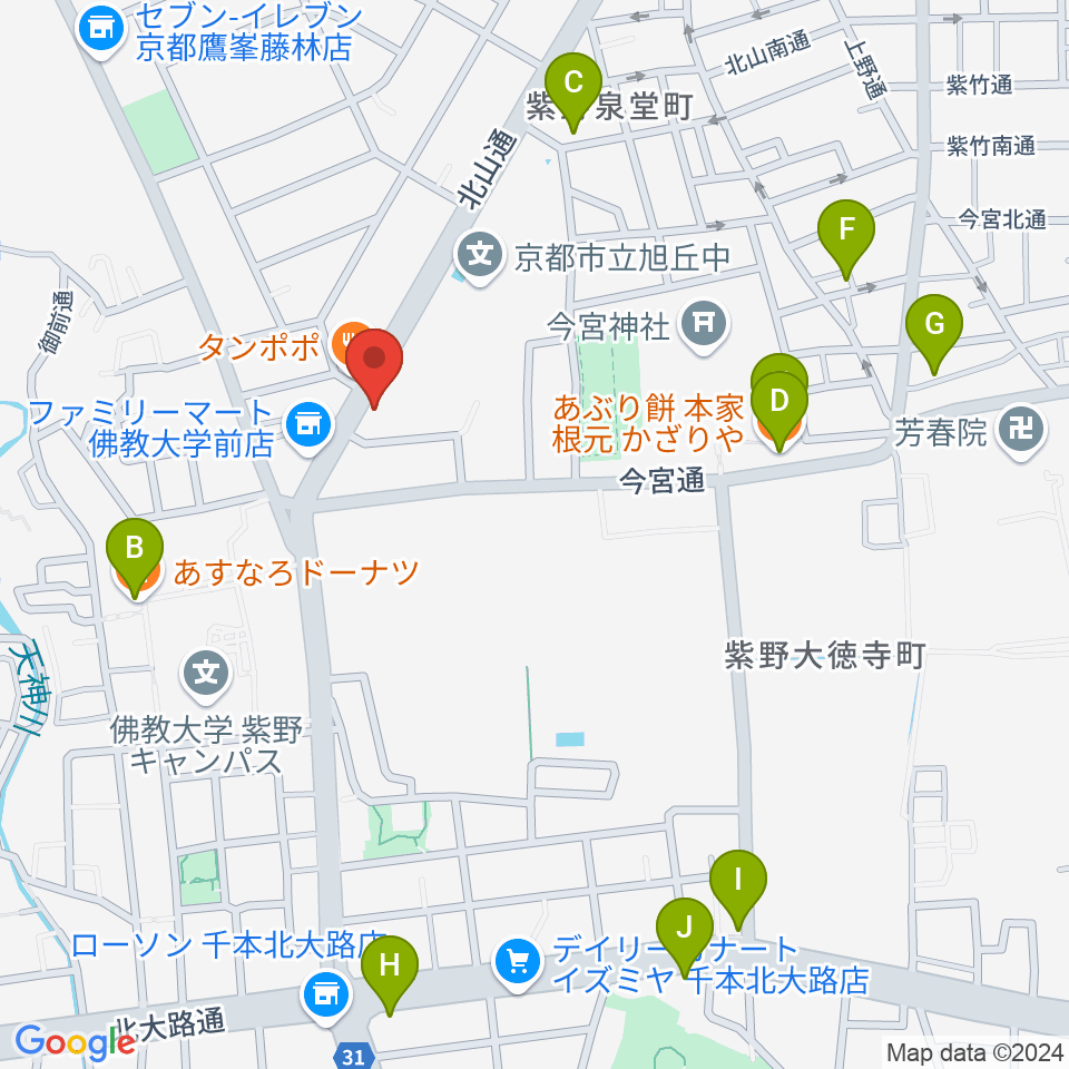 京都ソーレカフェ周辺のカフェ一覧地図