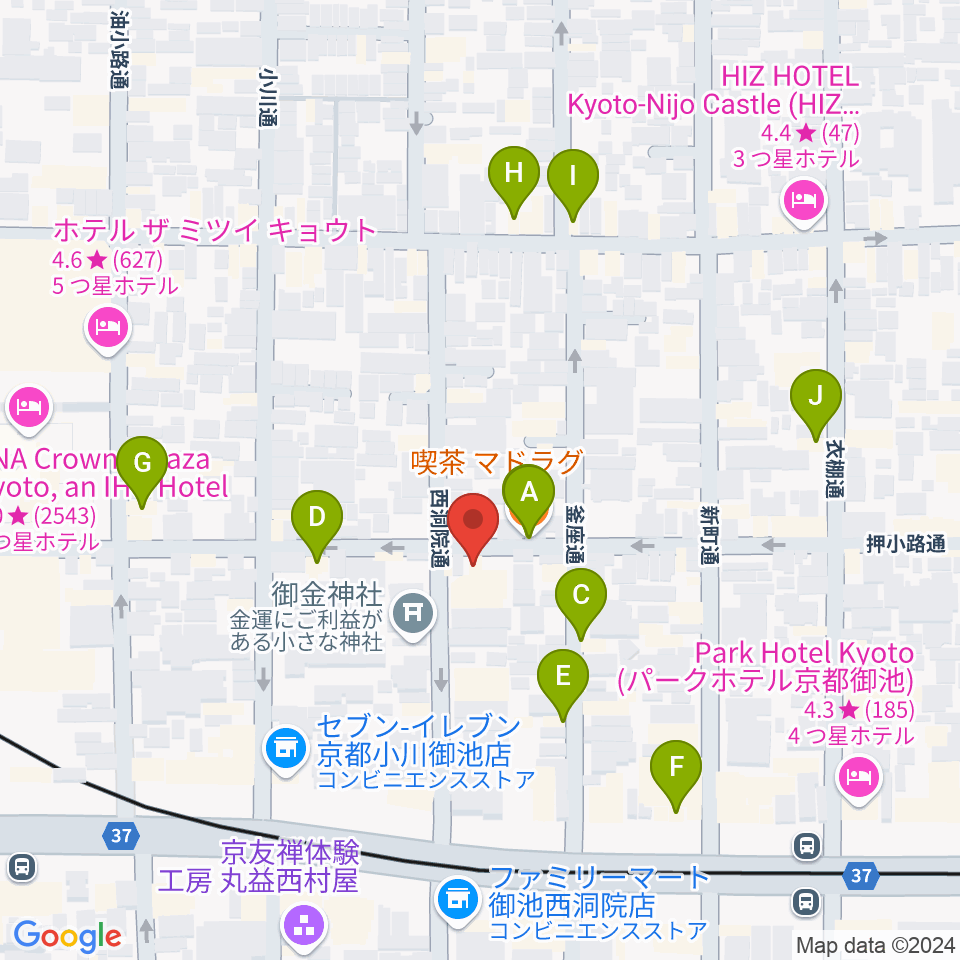 京都nano周辺のカフェ一覧地図