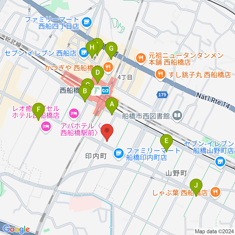 スタジオサン西船橋店周辺のカフェ一覧地図