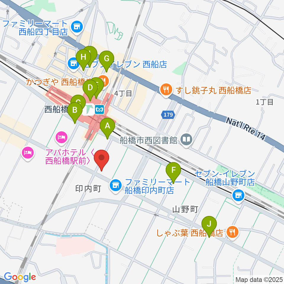 スタジオサン西船橋店周辺のカフェ一覧地図