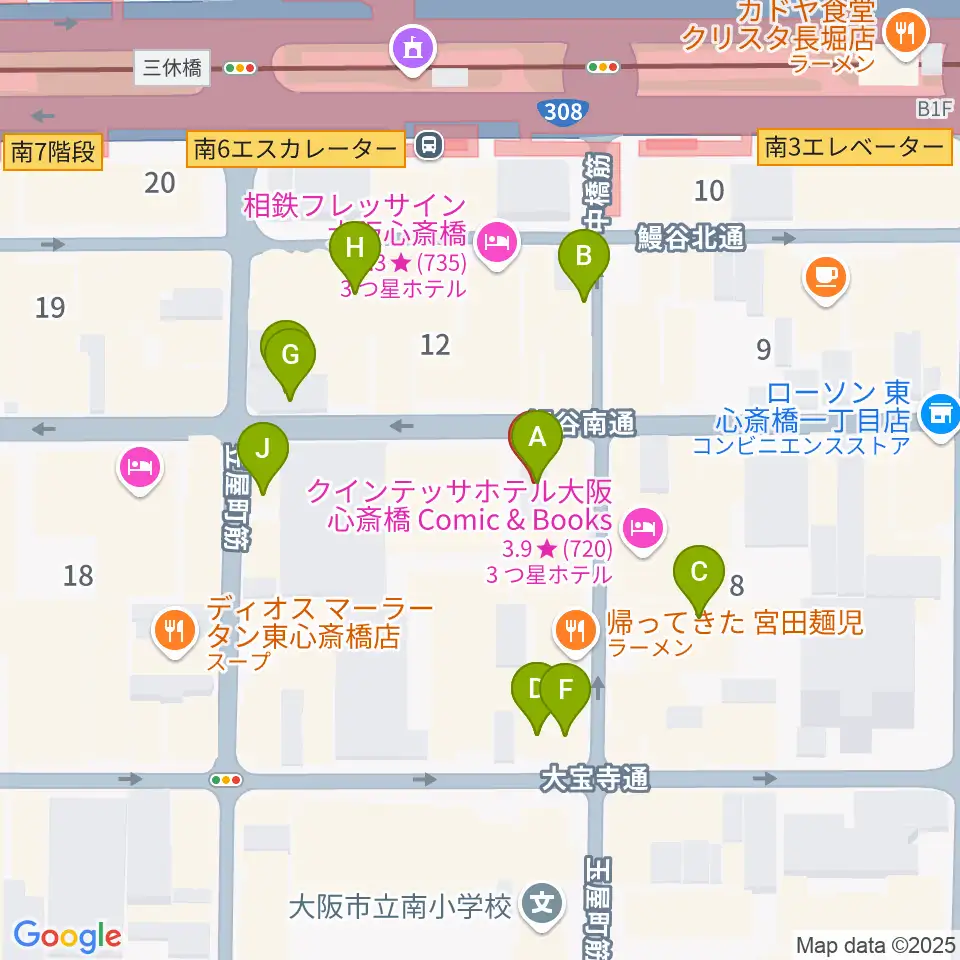 心斎橋CLUB STOMP周辺のカフェ一覧地図