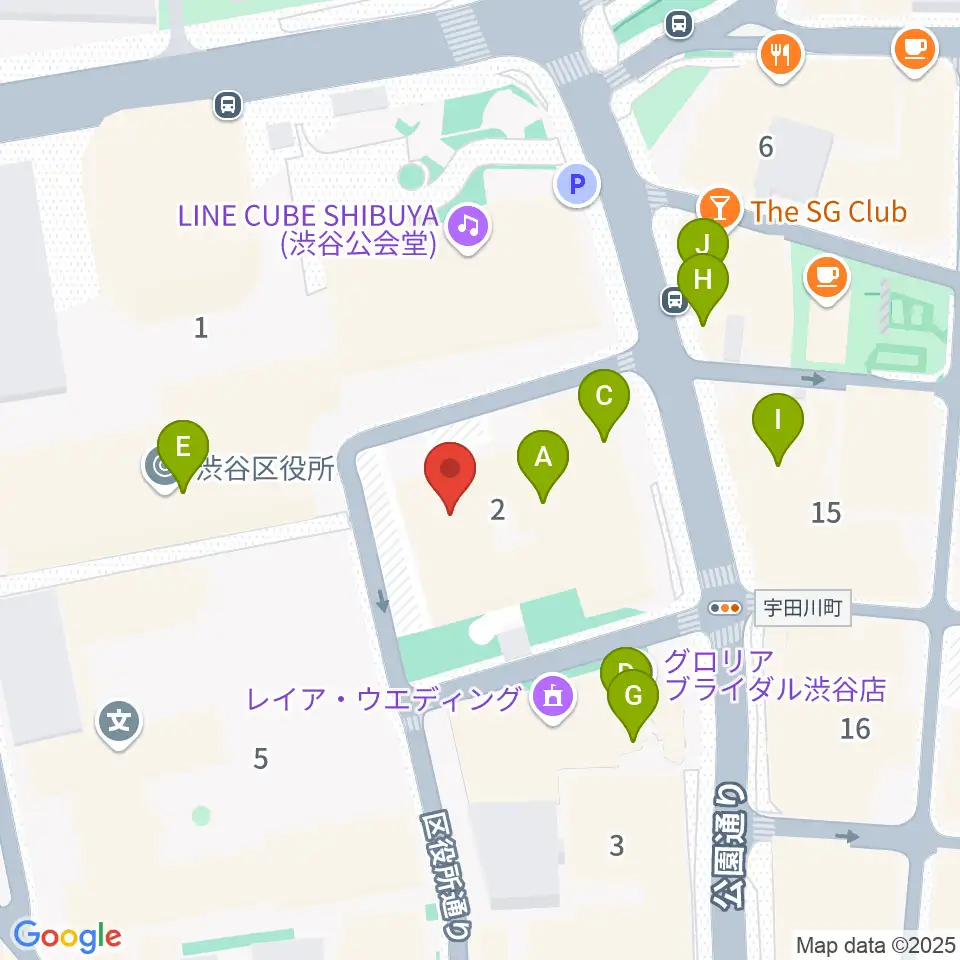 渋谷公園通りBODY&SOUL周辺のカフェ一覧地図