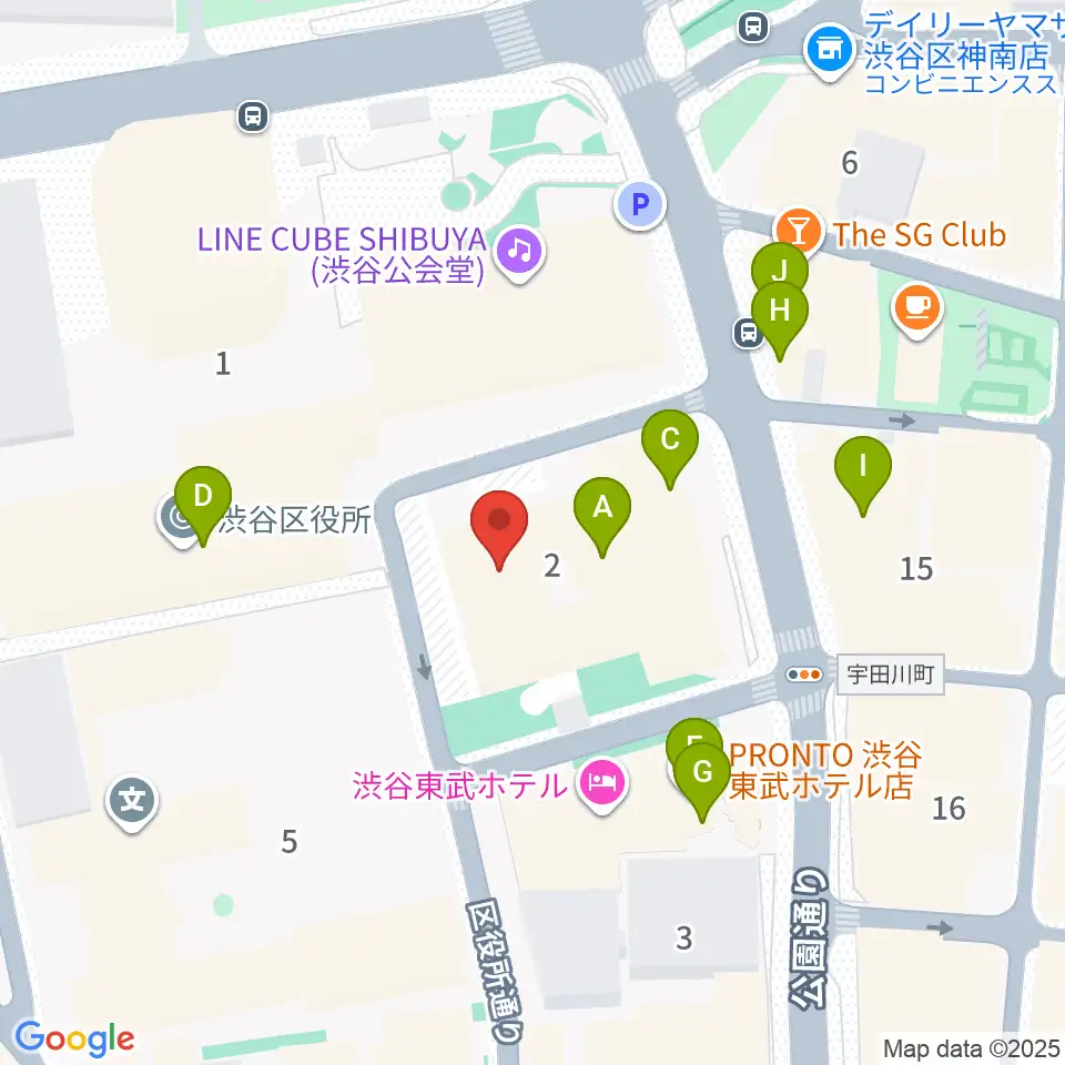 渋谷公園通りBODY&SOUL周辺のカフェ一覧地図