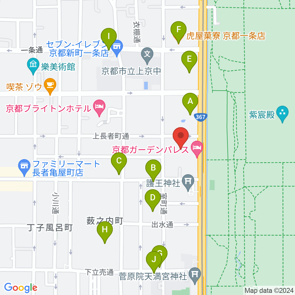 京都KBSホール周辺のカフェ一覧地図