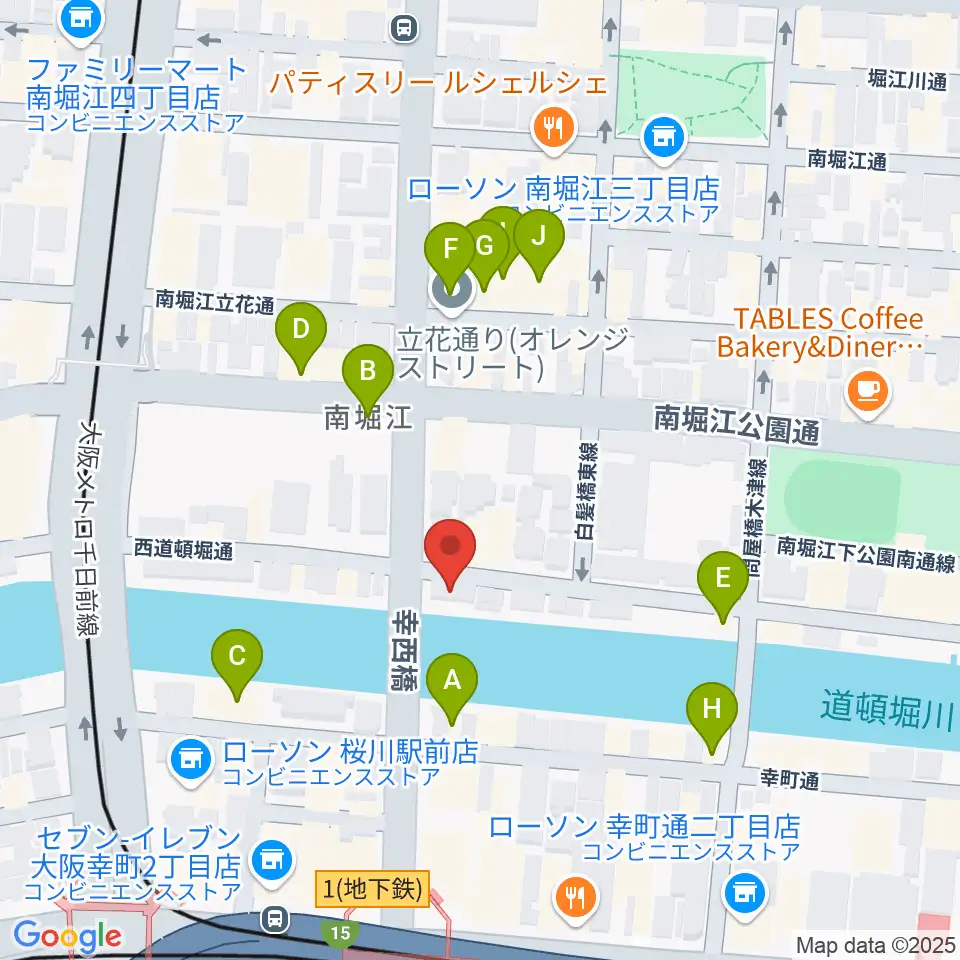 南堀江エンヴァイロメントゼロジー周辺のカフェ一覧地図