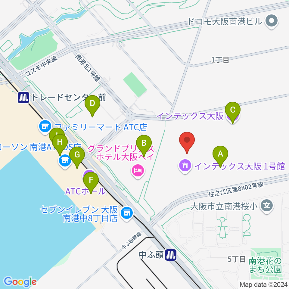 インテックス大阪 5号館周辺のカフェ一覧地図