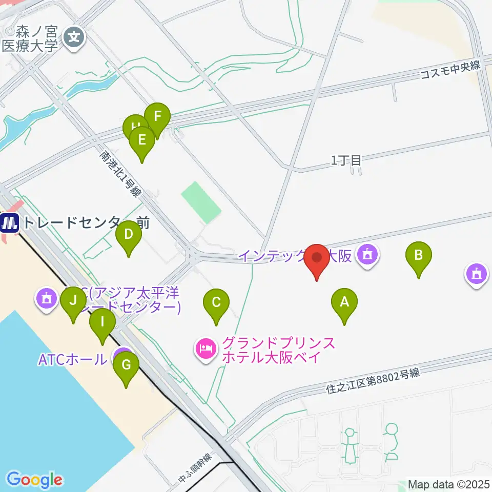 インテックス大阪5号館周辺のカフェ一覧地図