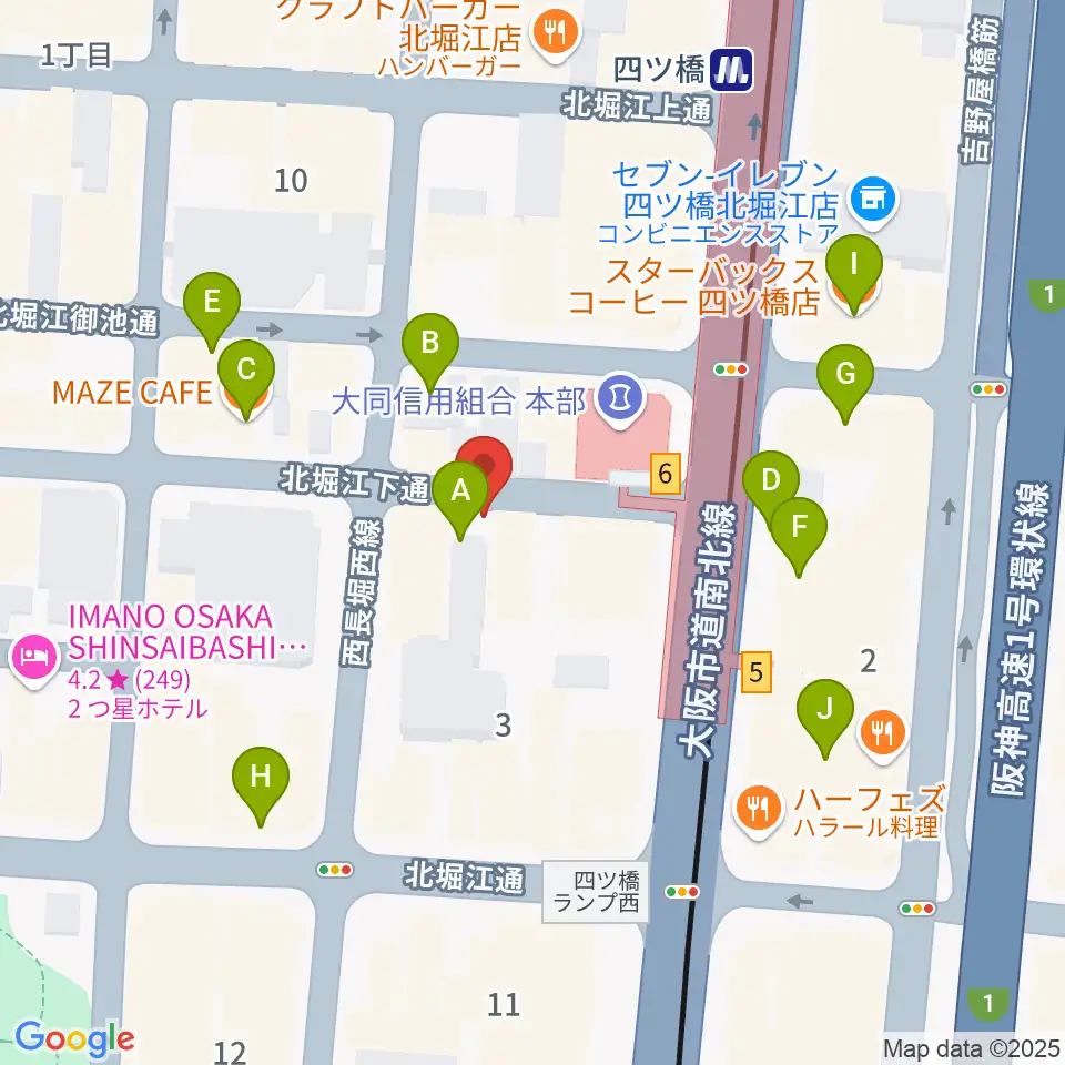 堀江ヒルズパン工場周辺のカフェ一覧地図