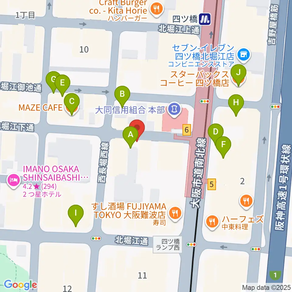 堀江ヒルズパン工場周辺のカフェ一覧地図