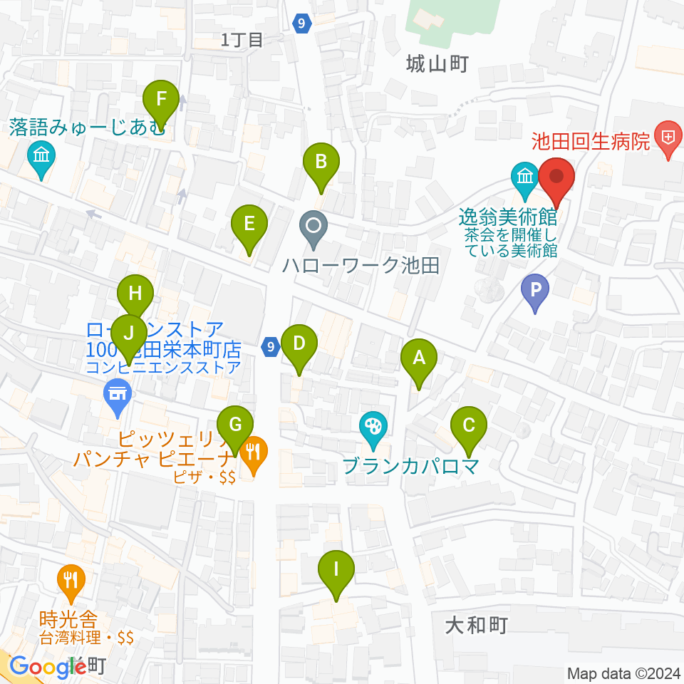 逸翁美術館マグノリアホール周辺のカフェ一覧地図