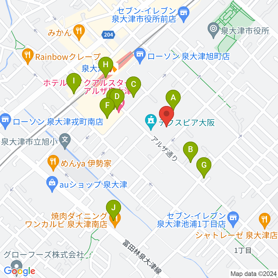 テクスピア大阪周辺のカフェ一覧地図