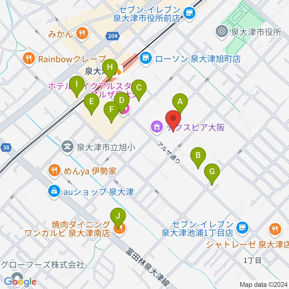 テクスピア大阪周辺のカフェ一覧地図