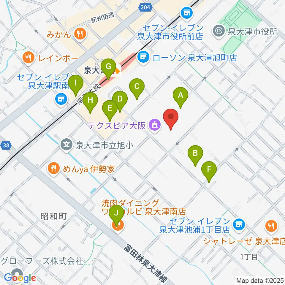 テクスピア大阪周辺のカフェ一覧地図