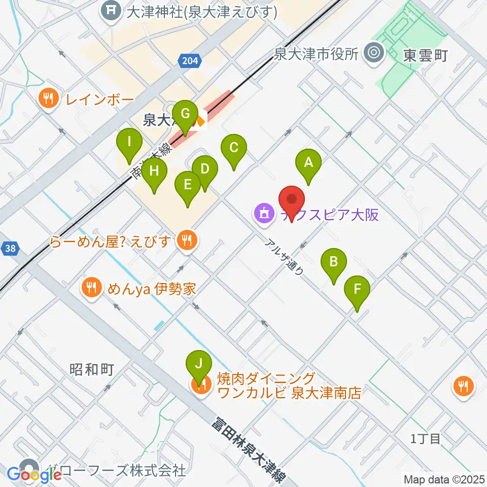 テクスピア大阪周辺のカフェ一覧地図