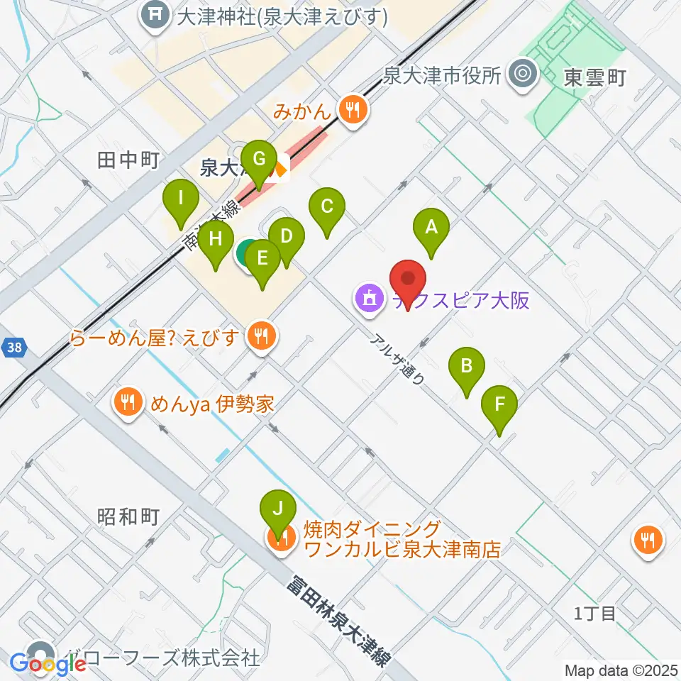 テクスピア大阪周辺のカフェ一覧地図