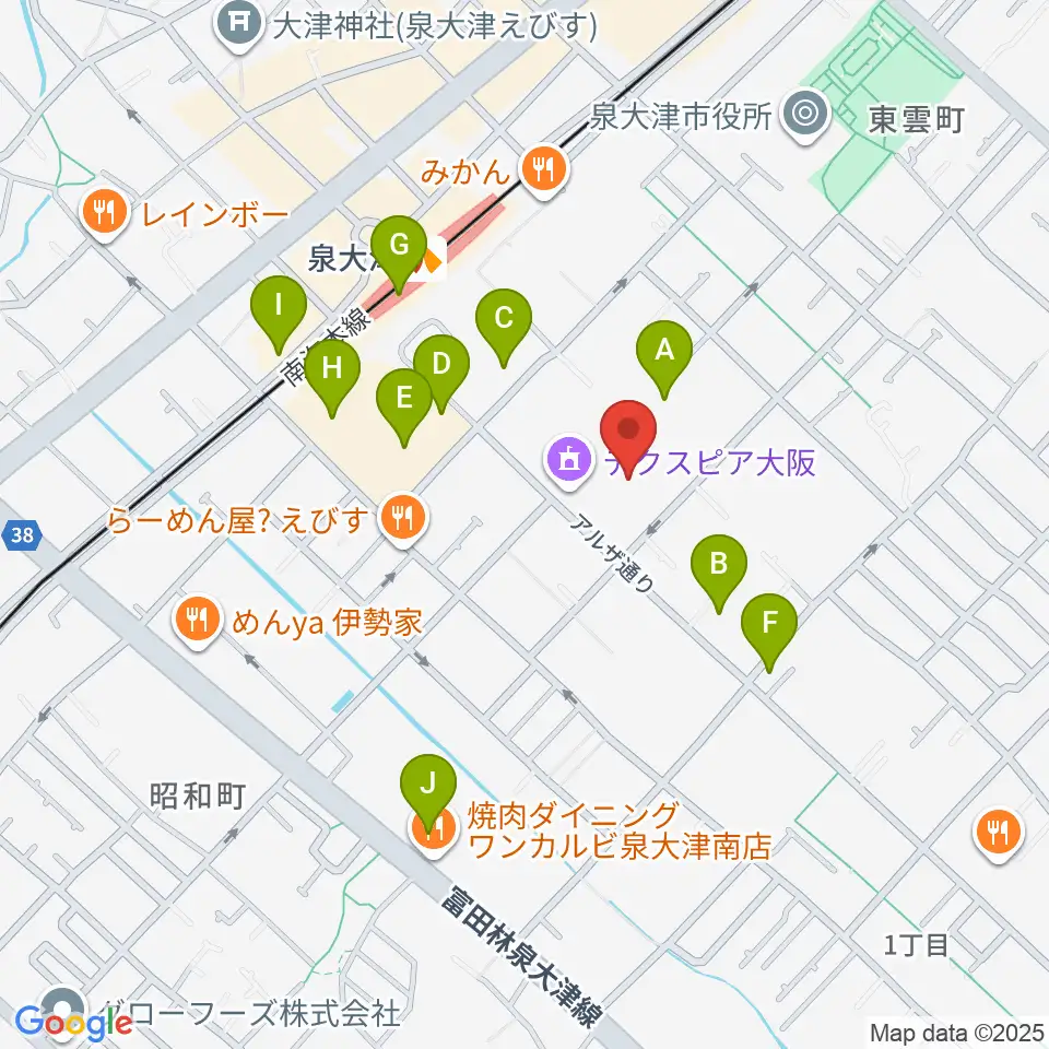 テクスピア大阪周辺のカフェ一覧地図