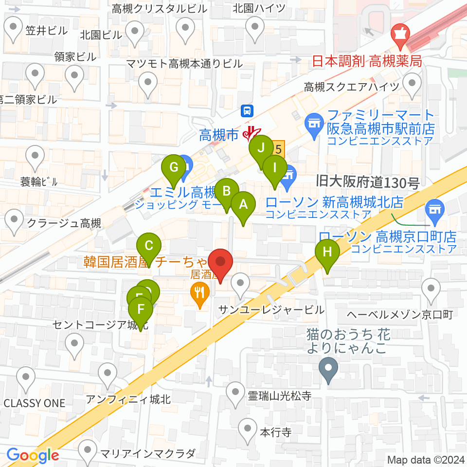 オンチューン周辺のカフェ一覧地図