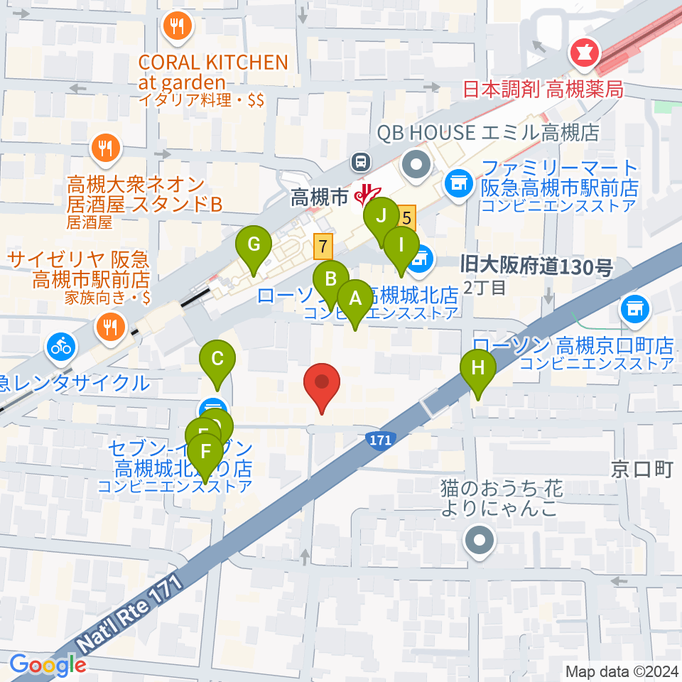 オンチューン周辺のカフェ一覧地図