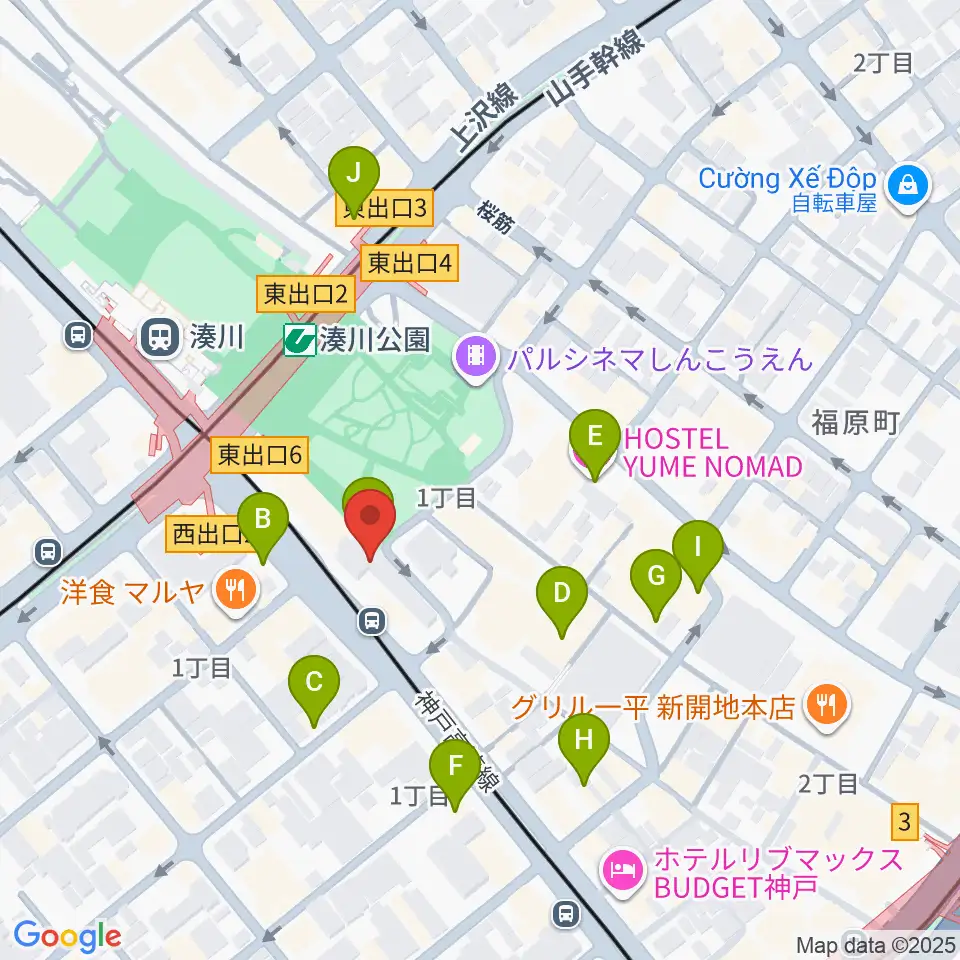 湊川Cafe sun周辺のカフェ一覧地図