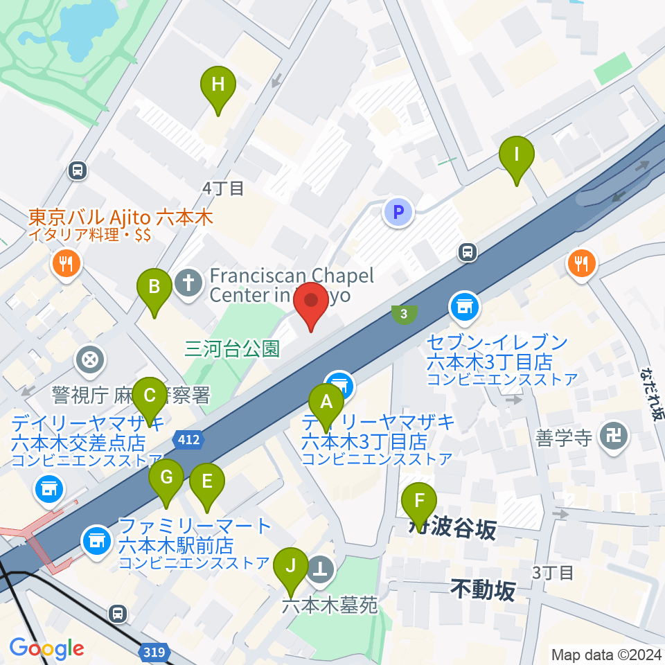 六本木ケントス周辺のカフェ一覧地図