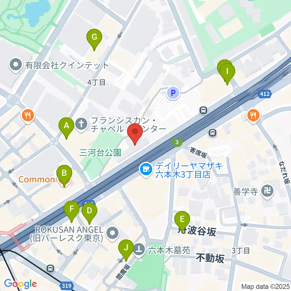 六本木ケントス周辺のカフェ一覧地図