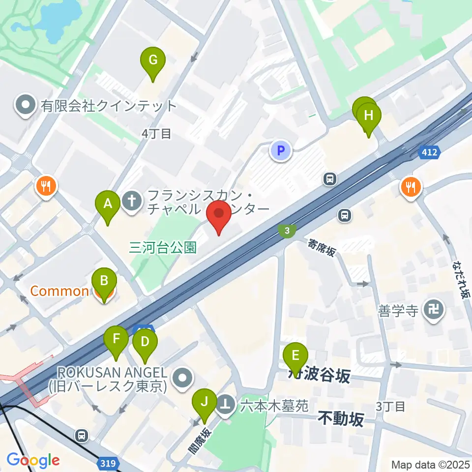 六本木ケントス周辺のカフェ一覧地図