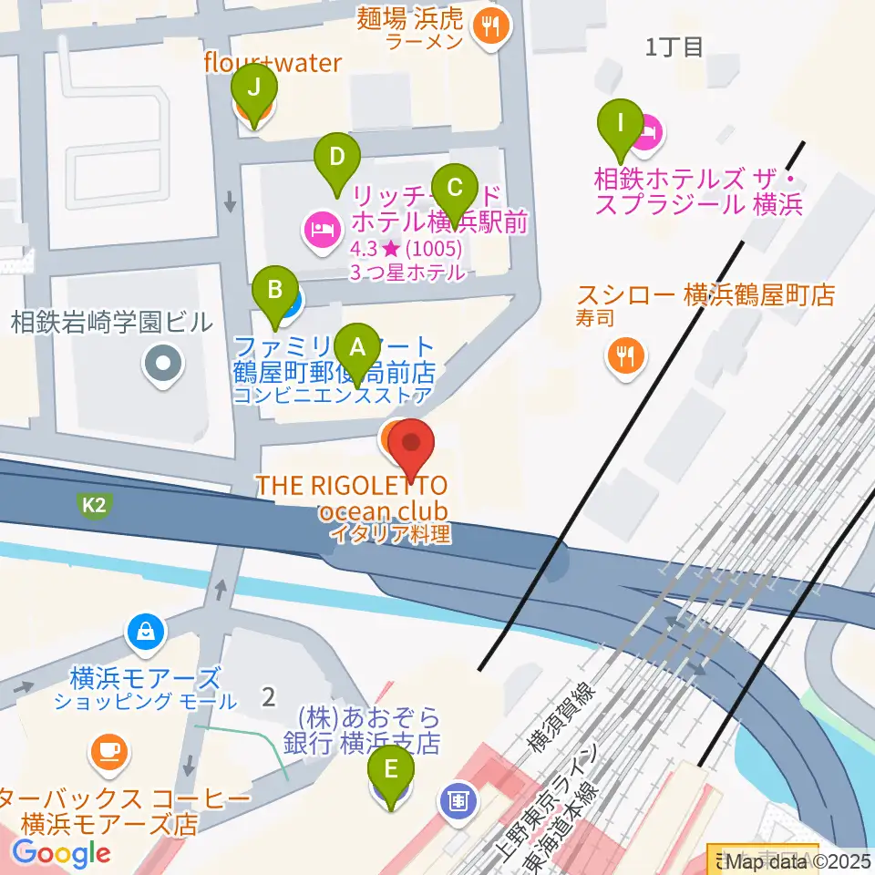 横浜ケントス周辺のカフェ一覧地図