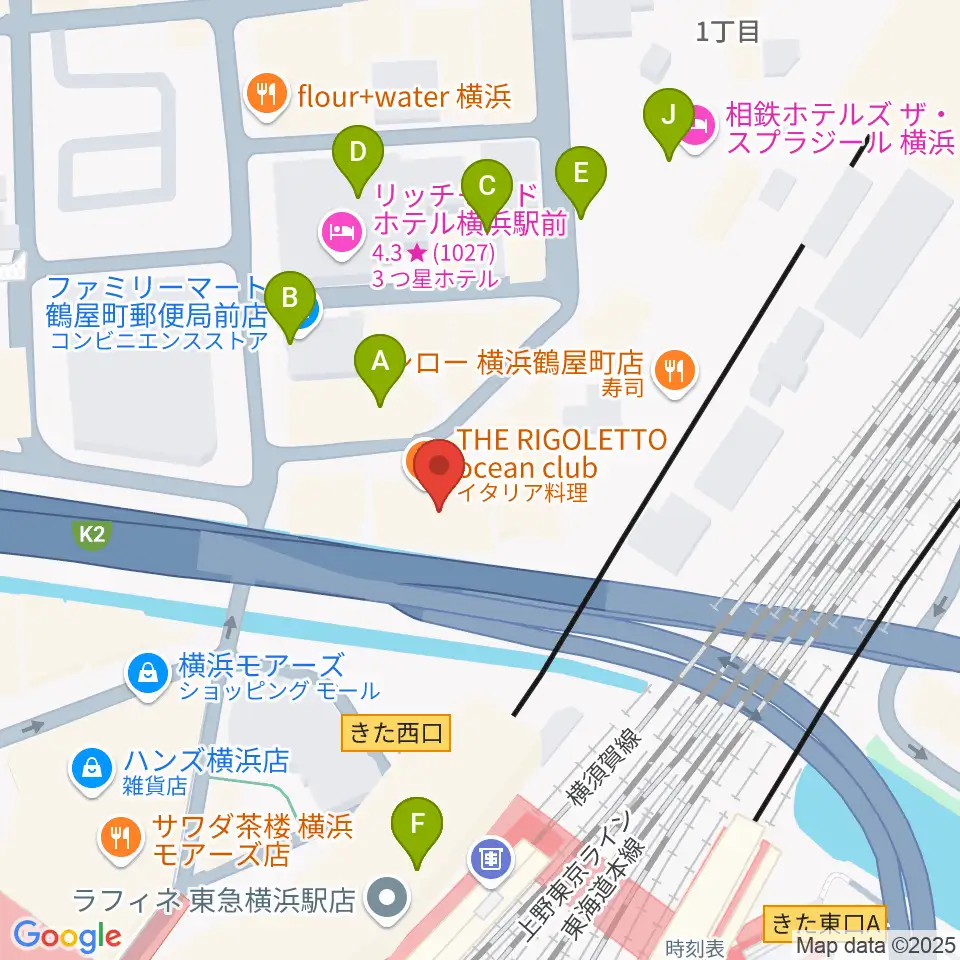 横浜ケントス周辺のカフェ一覧地図