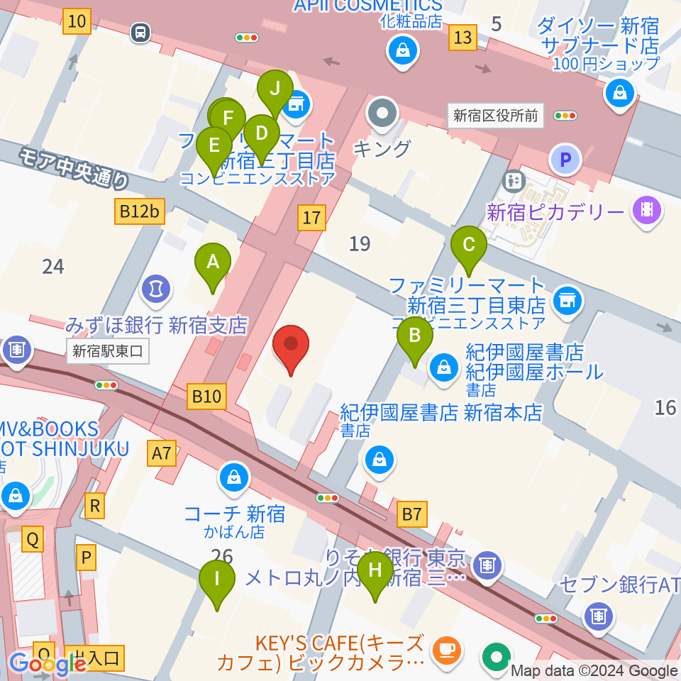 新宿ケントス周辺のカフェ一覧地図