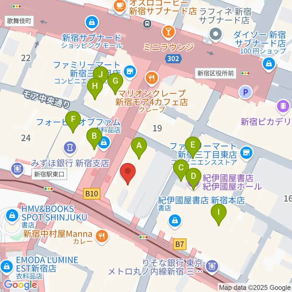 新宿ケントス周辺のカフェ一覧地図