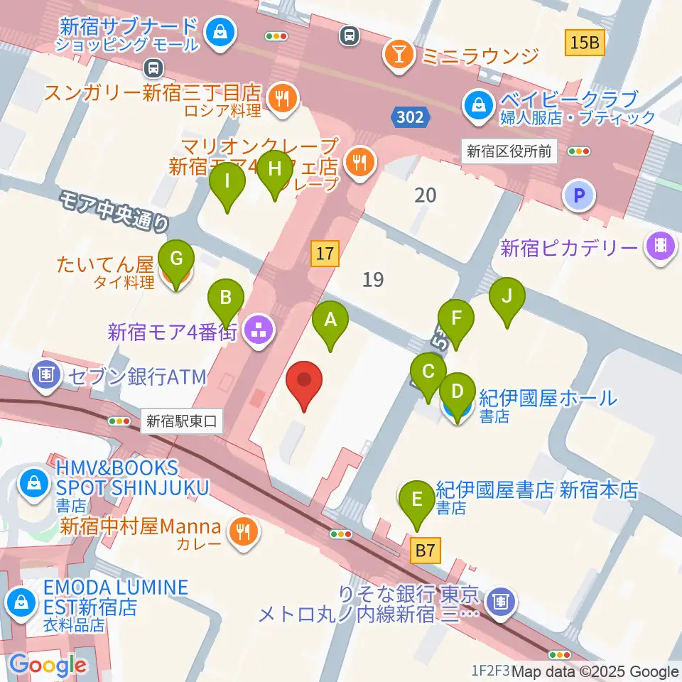新宿ケントス周辺のカフェ一覧地図